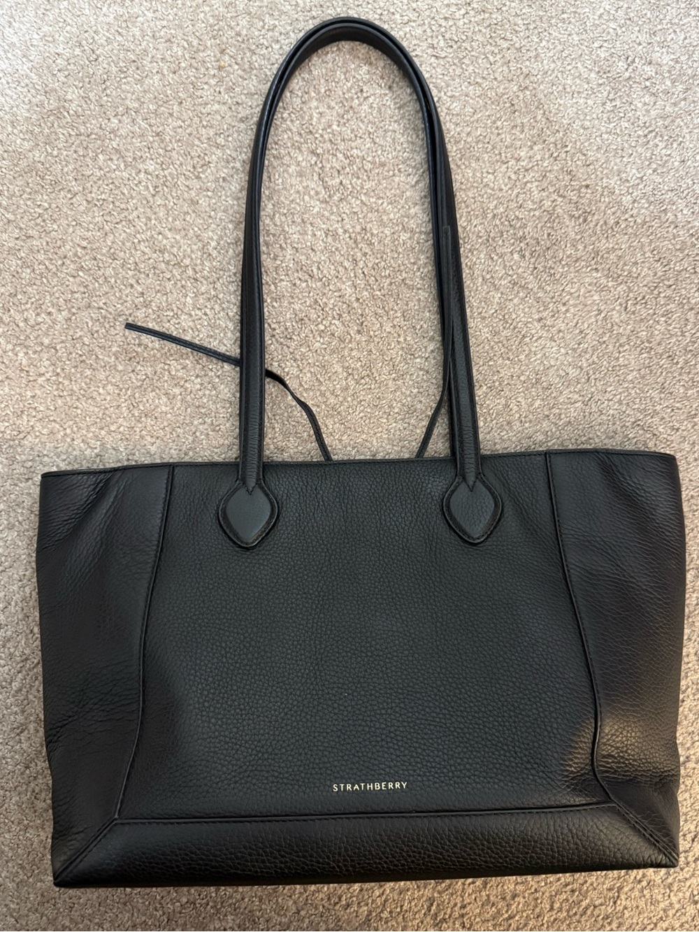 Strathberry Mosaic Shopper Tote Black Grained Leather